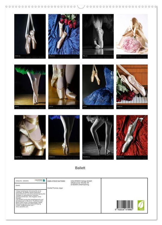 Produktbild: Ballett (hochwertiger Premium Wandkalender 2026 DIN A2 hoch), Kunstdruck in Hochglanz