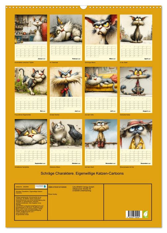Produktbild: Schr&auml;ge Charaktere. Eigenwillige Katzen-Cartoons (Wandkalender 2027 DIN A2 hoch), CALVENDO Monatskalender