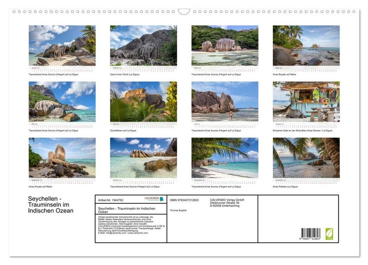 Produktbild: Seychellen - Trauminseln im Indischen Ozean (Wandkalender 2026 DIN A2 quer), CALVENDO Monatskalender