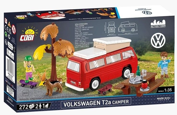 Produktbild: COBI Action Town 24616 - Volkswagen T2a Camper, Bausatz 1:35, 272 Klemmbausteine, 3 Figuren