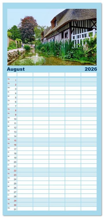 Produktbild: Familienplaner 2026 - Normandie. Poesie in Frankreichs Norden mit 5 Spalten (Wandkalender, 21 x 45 cm) CALVENDO