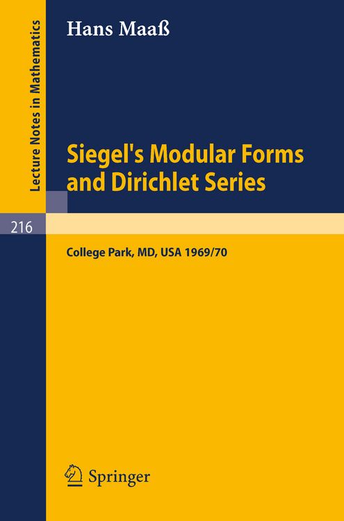 Produktbild: Siegel's Modular Forms and Dirichlet Series
