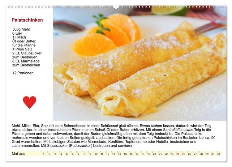 Produktbild: Delikates &Ouml;sterreich. K&uuml;chenkalender mit den klassischen S&uuml;&szlig;speisen (hochwertiger Premium Wandkalender 2026 DIN A2 quer), Kunstdruck in Hochglanz