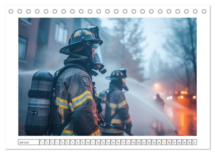 Produktbild: Helden im Einsatz - M&auml;nner und Frauen im Feuerwehrdienst (Tischkalender 2026 DIN A5 quer), CALVENDO Monatskalender