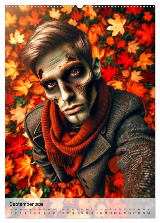 Produktbild: Zombie Selfies - Ein humorvoller Blick auf das untote Dasein (hochwertiger Premium Wandkalender 2026 DIN A2 hoch), Kunstdruck in Hochglanz