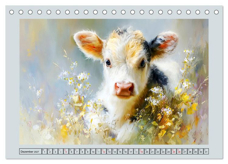 Produktbild: K&uuml;he und K&auml;lber. L&auml;ndliche Idylle (Tischkalender 2027 DIN A5 quer), CALVENDO Monatskalender