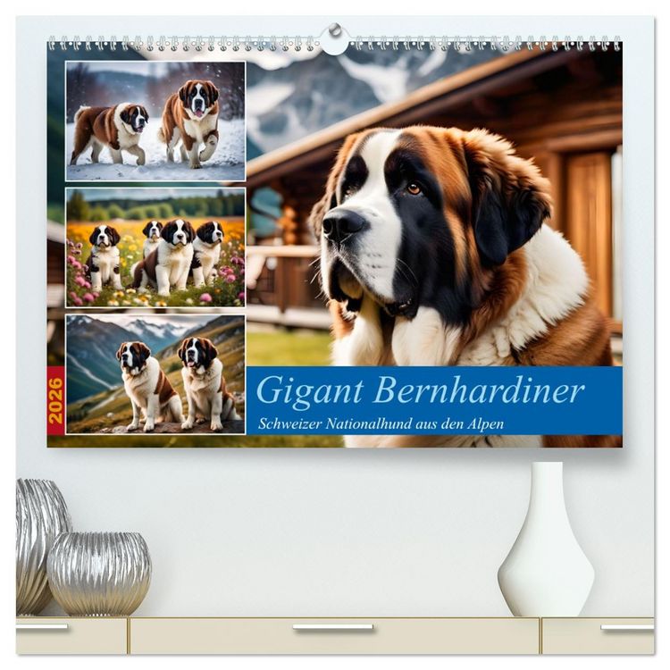 Produktbild: Gigant Bernhardiner (hochwertiger Premium Wandkalender 2026 DIN A2 quer), Kunstdruck in Hochglanz