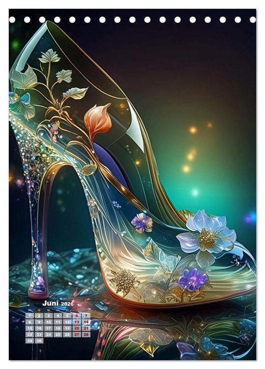 Produktbild: Gl&auml;serne Schuhe - M&auml;rchenhafte Pumps voller funkelnder Tr&auml;ume (Tischkalender 2026 DIN A5 hoch), CALVENDO Monatskalender