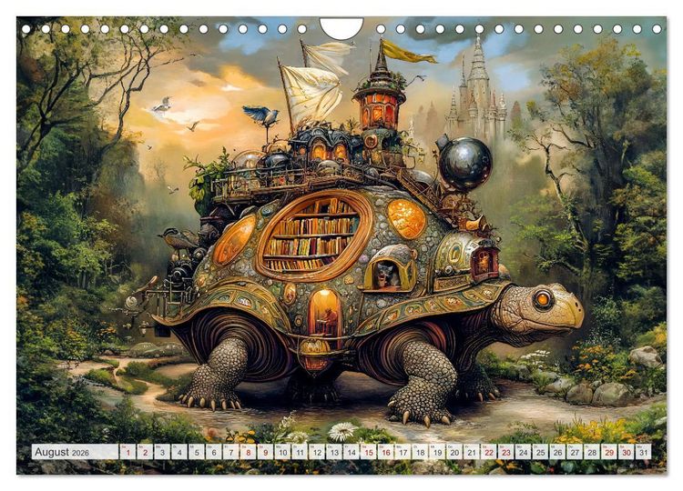 Produktbild: Magische Wesen im Zauberland - Fantasie-Tiere im Steampunk-Kalender (Wandkalender 2026 DIN A4 quer), CALVENDO Monatskalender