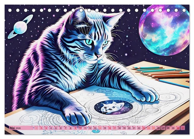 Produktbild: Katzen Schnurrige K&uuml;nstler (Tischkalender 2026 DIN A5 quer), CALVENDO Monatskalender