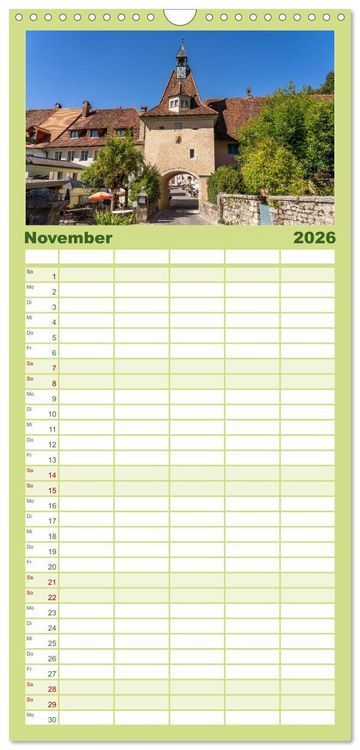 Produktbild: Familienplaner 2026 - Schweiz - Saint-Ursanne mit 5 Spalten (Wandkalender, 21 x 45 cm) CALVENDO
