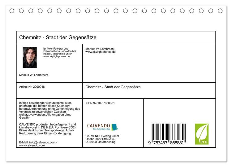 Produktbild: Chemnitz - Stadt der Gegens&auml;tze (Tischkalender 2026 DIN A5 quer), CALVENDO Monatskalender