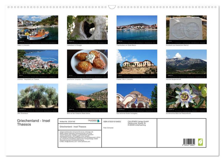 Produktbild: Griechenland - Insel Thassos (Wandkalender 2026 DIN A2 quer), CALVENDO Monatskalender