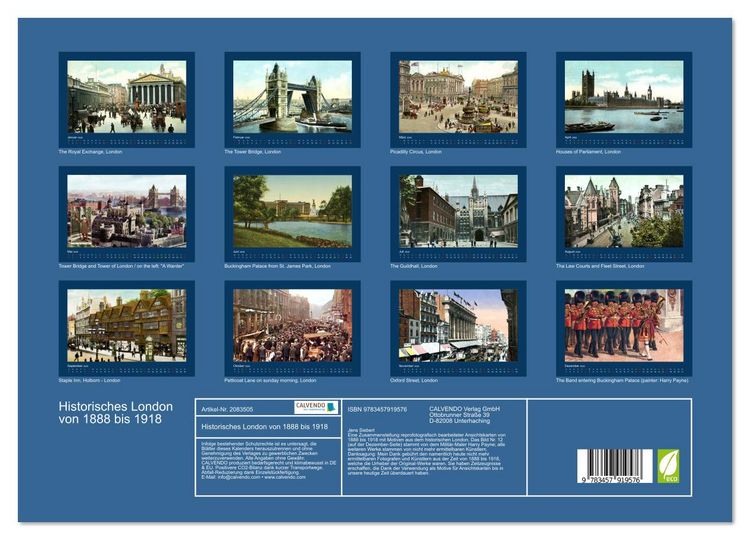 Produktbild: Historisches London von 1888 bis 1918 (Wandkalender 2026 DIN A3 quer), CALVENDO Monatskalender