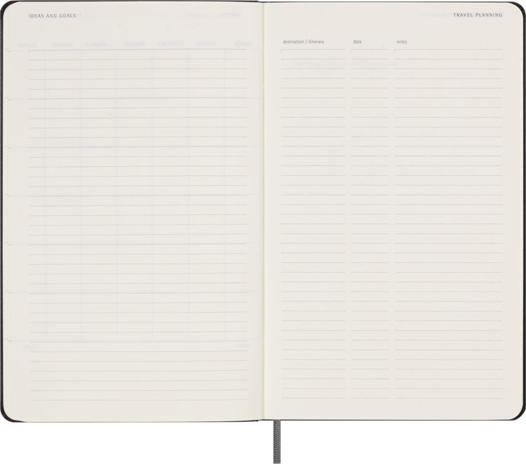 Produktbild: Moleskine undatierter Wochen Notizkalender, L/A5, 1 Wo = 1 Seite, Rechts linierte Seite, Fester Einband mit Textpr&auml;gung gold, Schwarz