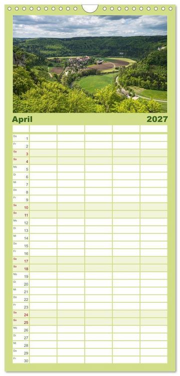 Produktbild: Familienplaner 2027 - Das Donautal - Wanderparadies auf der Schw&auml;bischen Alb mit 5 Spalten (Wandkalender, 21 x 45 cm) CALVENDO