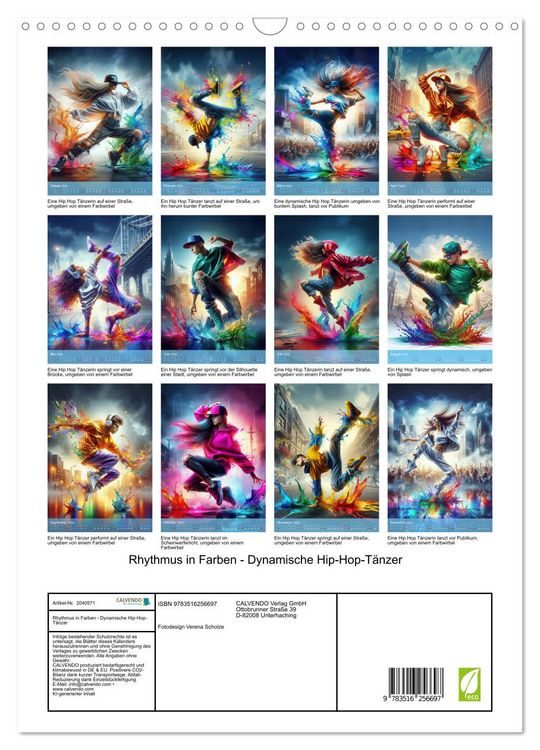 Produktbild: Rhythmus in Farben - Dynamische Hip-Hop-T&auml;nzer (Wandkalender 2026 DIN A3 hoch), CALVENDO Monatskalender