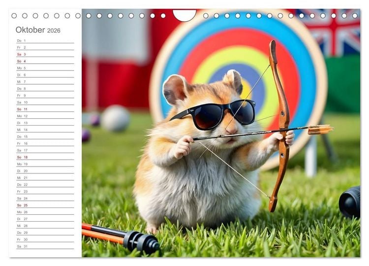 Produktbild: Hamster Olympiade - Der flauschigste Wettkampf des Jahres (Wandkalender 2026 DIN A4 quer), CALVENDO Monatskalender