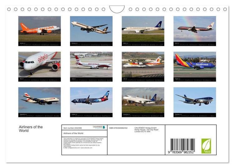 Produktbild: Airliners of the World (Wall Calendar 2027 DIN A4 landscape), CALVENDO 12 Month Wall Calendar