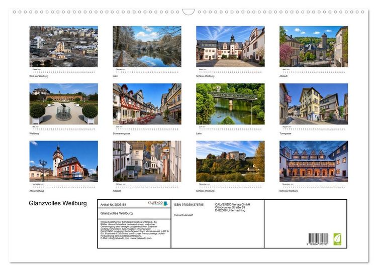 Produktbild: Glanzvolles Weilburg (Wandkalender 2027 DIN A2 quer), CALVENDO Monatskalender
