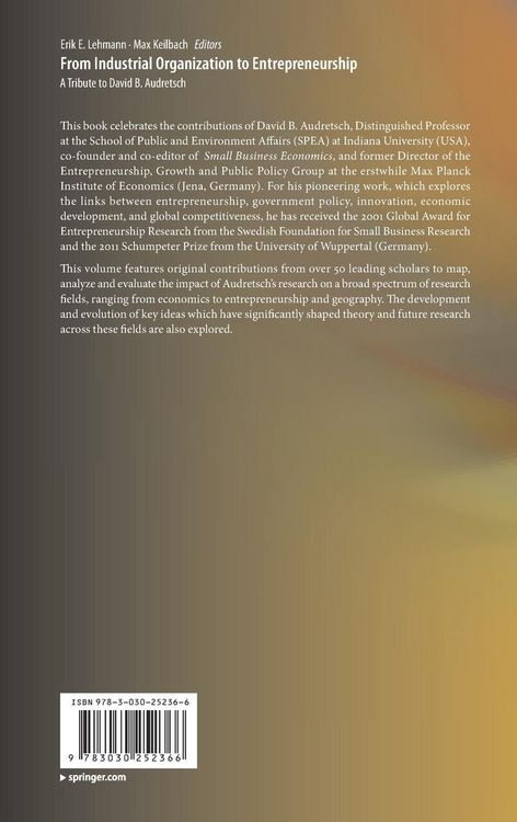 Produktbild: From Industrial Organization to Entrepreneurship