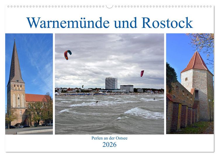 Produktbild: Warnem&uuml;nde und Rostock, Perlen an der Ostsee (Wandkalender 2026 DIN A2 quer), CALVENDO Monatskalender