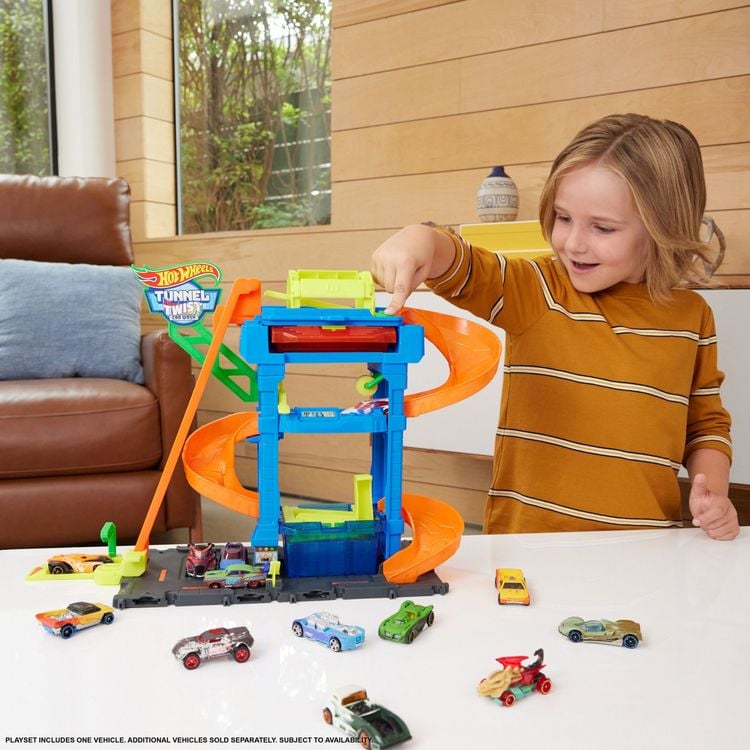 Produktbild: Hot Wheels City Farbwechsel-Tunnelautowaschanlage und Farbwechselfahrzeug im Maßstab 1:64