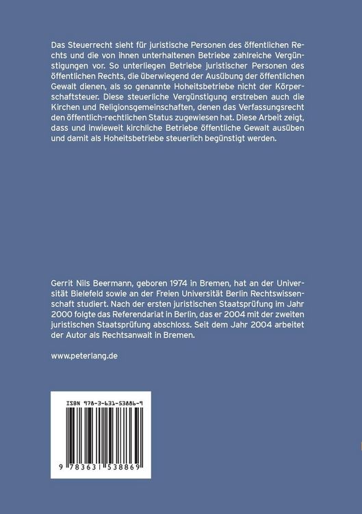 Produktbild: Hoheitsbetriebe von Kirchen und Religionsgemeinschaften
