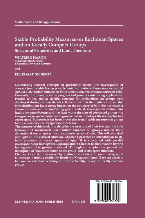 Produktbild: Stable Probability Measures on Euclidean Spaces and on Locally Compact Groups