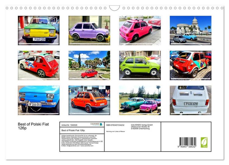 Produktbild: Best of Polski Fiat 126p (Wandkalender 2026 DIN A3 quer), CALVENDO Monatskalender