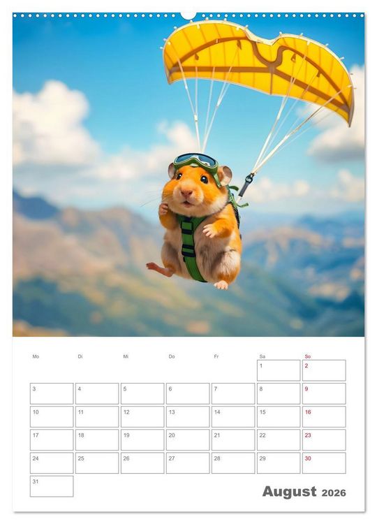 Produktbild: Adventure Hamster - Sportliche KI Hamster pr&auml;sentieren den Abenteuer-Sport (hochwertiger Premium Wandkalender 2026 DIN A2 hoch), Kunstdruck in Hochglanz