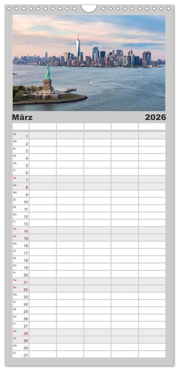 Produktbild: Familienplaner 2026 - New York City - Atemberaubende Ansichten mit 5 Spalten (Wandkalender, 21 x 45 cm) CALVENDO