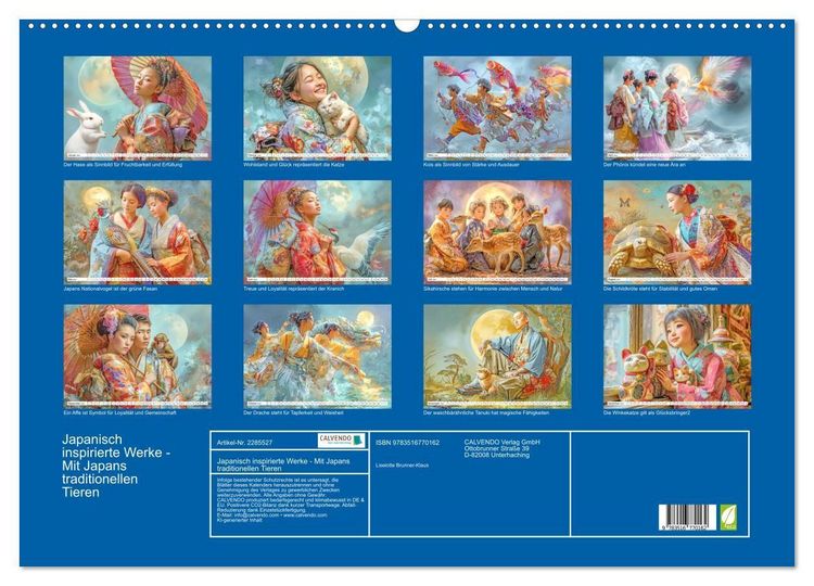 Produktbild: Japanisch inspirierte Werke - Mit Japans traditionellen Tieren (Wandkalender 2027 DIN A2 quer), CALVENDO Monatskalender