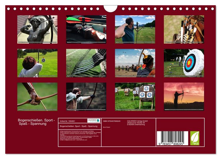 Produktbild: Bogenschie&szlig;en. Sport - Spa&szlig; - Spannung (Wandkalender 2026 DIN A4 quer), CALVENDO Monatskalender