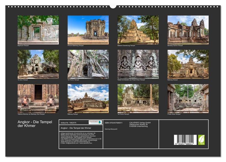 Produktbild: Angkor - Die Tempel der Khmer (hochwertiger Premium Wandkalender 2026 DIN A2 quer), Kunstdruck in Hochglanz
