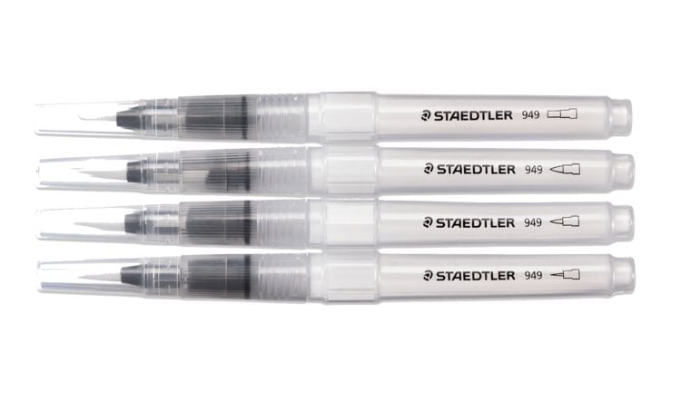 Produktbild: STAEDTLER Wasserpinsel rund fein, rund medium, rund gro&szlig;, Keilspitze, 4er Set