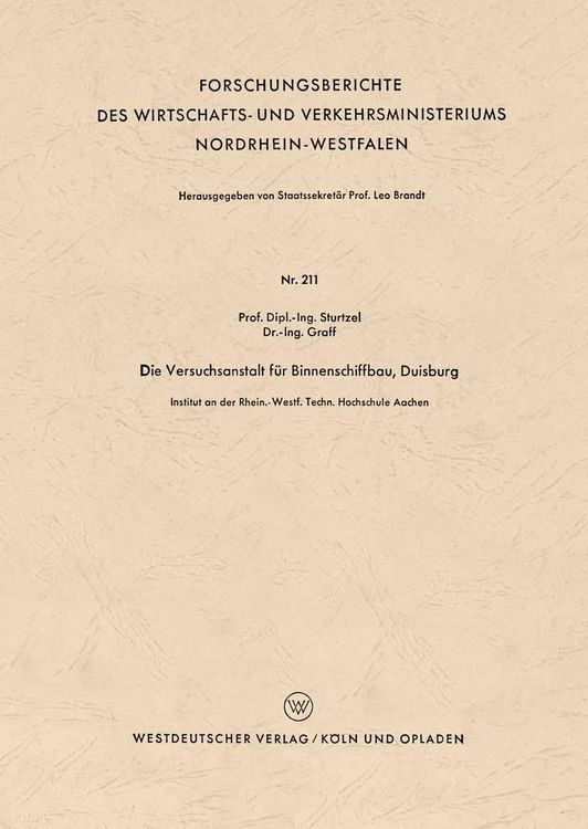 Produktbild: Die Versuchsanstalt f&uuml;r Binnenschiffbau, Duisburg