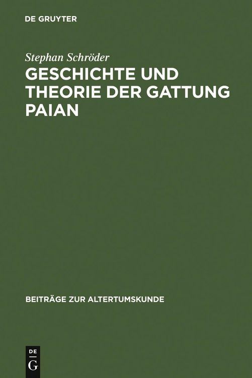 Produktbild: Geschichte und Theorie der Gattung Paian