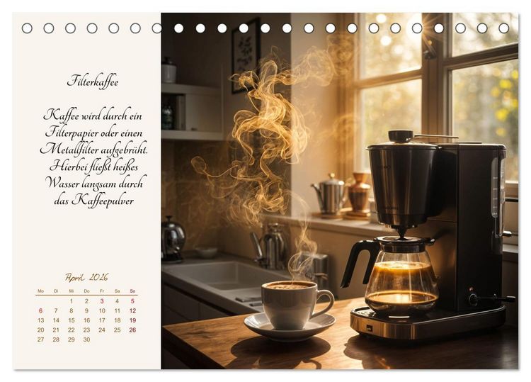 Produktbild: KI - Kaffee und Genuss 12 Monate im Aroma (Tischkalender 2026 DIN A5 quer), CALVENDO Monatskalender