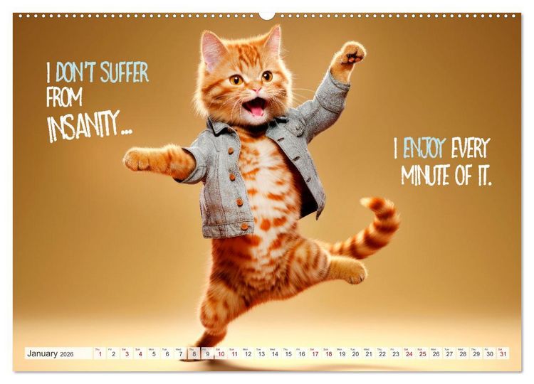 Produktbild: WITTY CATS Cool sayings (Wall Calendar 2026 DIN A2 landscape), CALVENDO 12 Month Wall Calendar