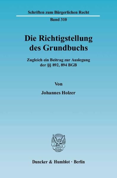 Produktbild: Die Richtigstellung des Grundbuchs.