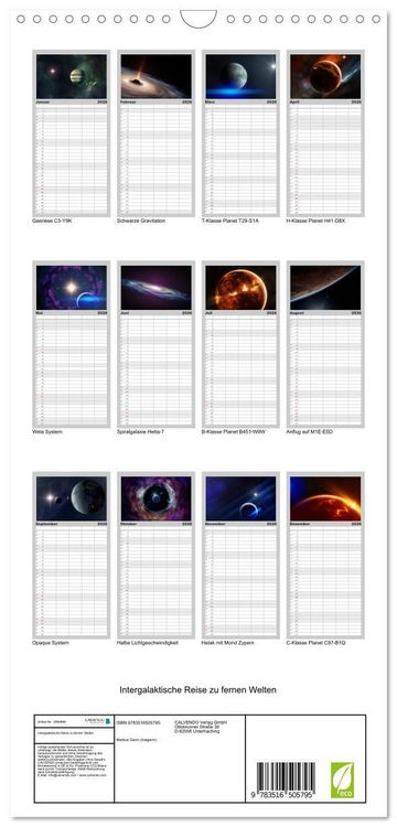 Produktbild: Familienplaner 2026 - Intergalaktische Reise zu fernen Welten mit 5 Spalten (Wandkalender, 21 x 45 cm) CALVENDO