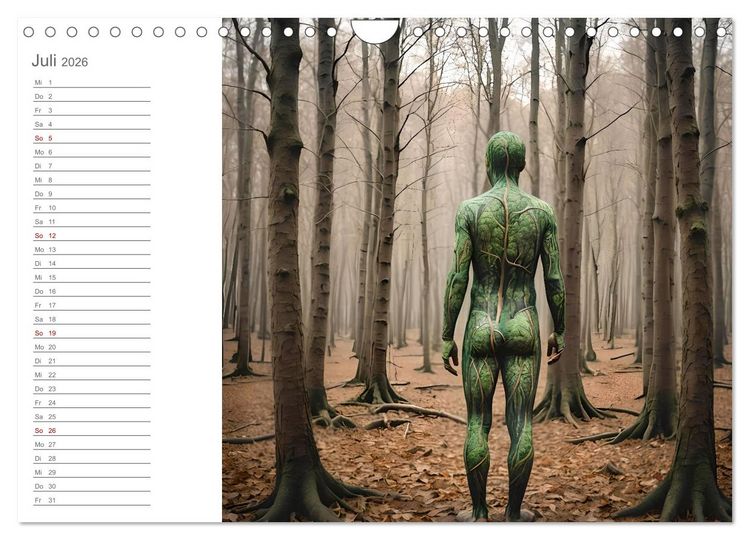 Produktbild: Tarnung und Illusion KI-Kunstvolle Verschmelzung von K&ouml;rper und Umgebung (Wandkalender 2026 DIN A4 quer), CALVENDO Monatskalender