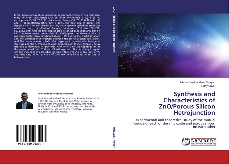 Produktbild: Synthesis and Characteristics of ZnO/Porous Silicon Hetrojunction