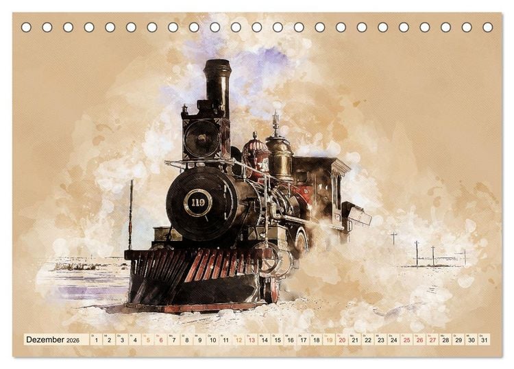 Produktbild: Dampflokomotiven - wundersch&ouml;ne Giganten auf Schienen (Tischkalender 2026 DIN A5 quer), CALVENDO Monatskalender