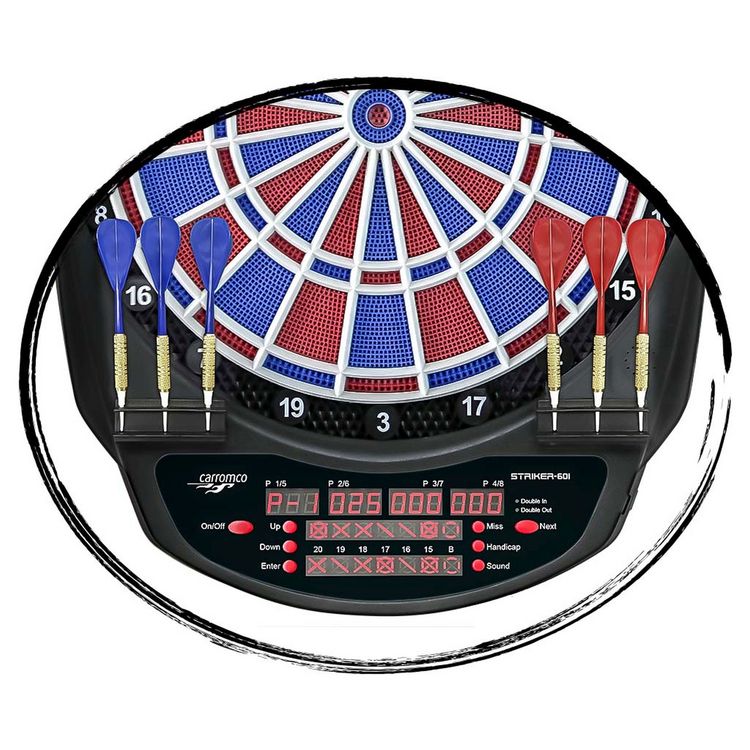 Produktbild: CARROMCO ELEKTRONIK DARTBOARD STRIKER-601, MIT ADAPTER, 2-LOCH ABSTAND