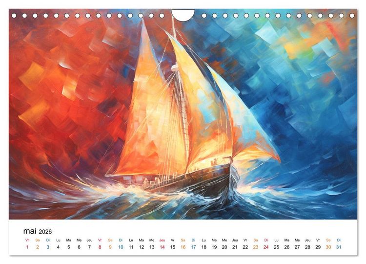 Produktbild: Sc&egrave;nes &eacute;piques de voiliers (Calendrier mural 2026 DIN A4 vertical), CALVENDO calendrier mensuel