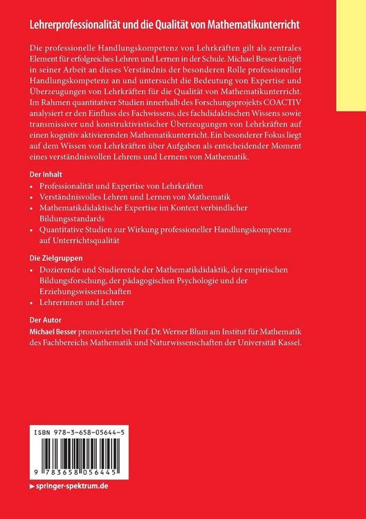 Produktbild: Lehrerprofessionalit&auml;t und die Qualit&auml;t von Mathematikunterricht