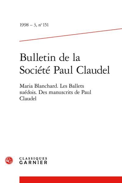 Produktbild: Bulletin de la Societe Paul Claudel; Maria Blanchard; les Ballets