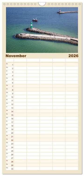 Produktbild: Familienplaner 2026 - Ostseebad Warnem&uuml;nde mit 5 Spalten (Wandkalender, 21 x 45 cm) CALVENDO